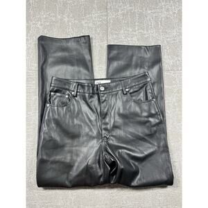 Zara Black Fuax leather Straight Leg Womens Pants Size 8